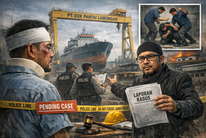 
					Hampir Sebulan Berlalu, Kasus Pengeroyokan Pekerja di PT DOK Pantai Lamongan Belum Tersentuh Penahanan