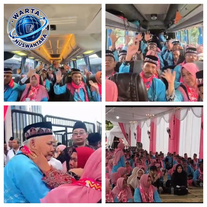 
					KBIHU Lintas Darfiq Lamongan memberangkatkan 260 calon Haji, Suasana Haru Selimuti Stadion Surajaya