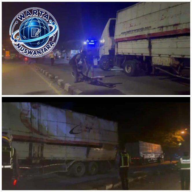 
					Diduga Sopir Mengantuk, Truk Trailer Terguling di Jalur Lamongan-Babat Sempat Picu Kemacetan
