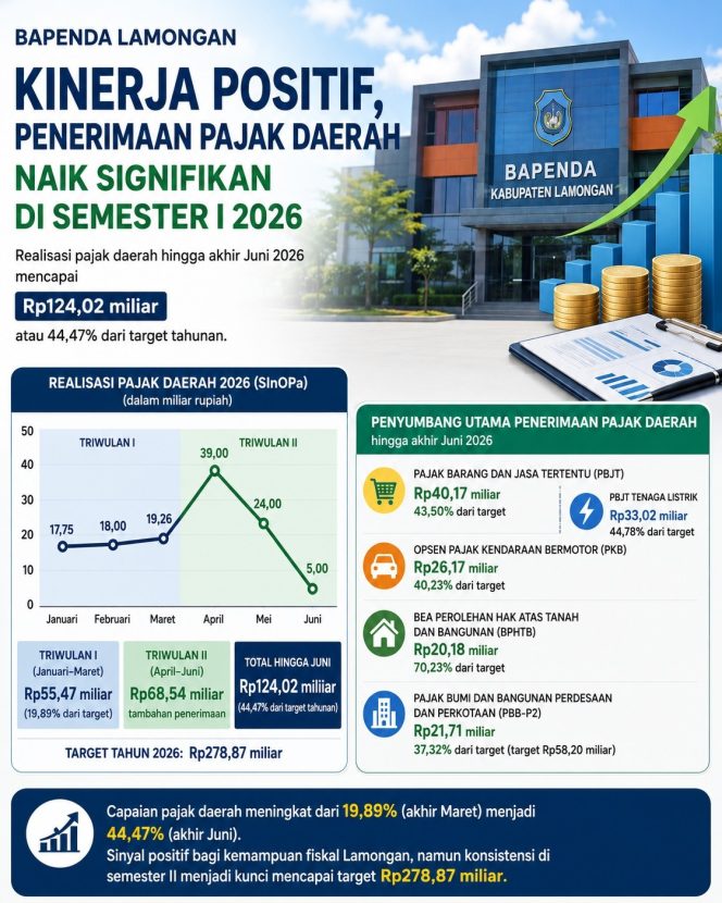 
					PAD Lamongan Menguat, Realisasi Pajak Daerah Hampir Sentuh Separuh Target Tahunan