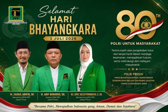 
					PPP Jawa Timur: Selamat Hari Bhayangkara ke-80, Terus Mengabdi untuk Negeri