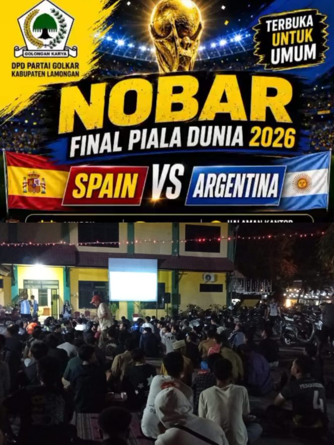 
					Meriah! Nobar Final Piala Dunia 2026 di DPD Golkar Lamongan Berhadiah Dua Ekor Kambing
